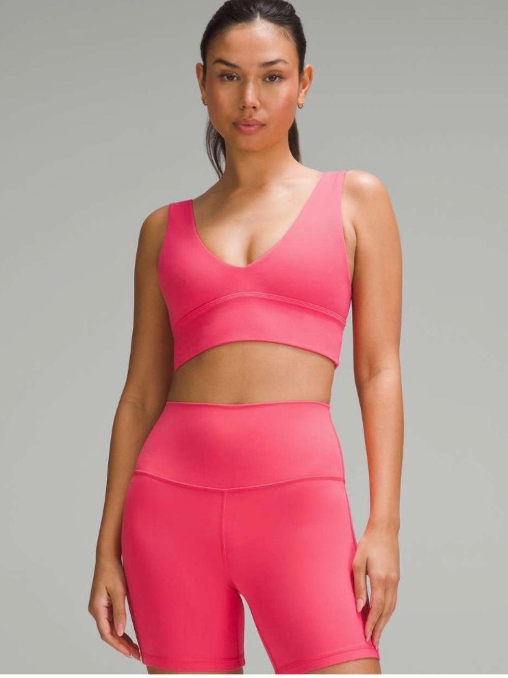Lululemon Align V-Neck Bra Light Support A/B Cup Glaze Pink SZ 10 Pilates Yoga